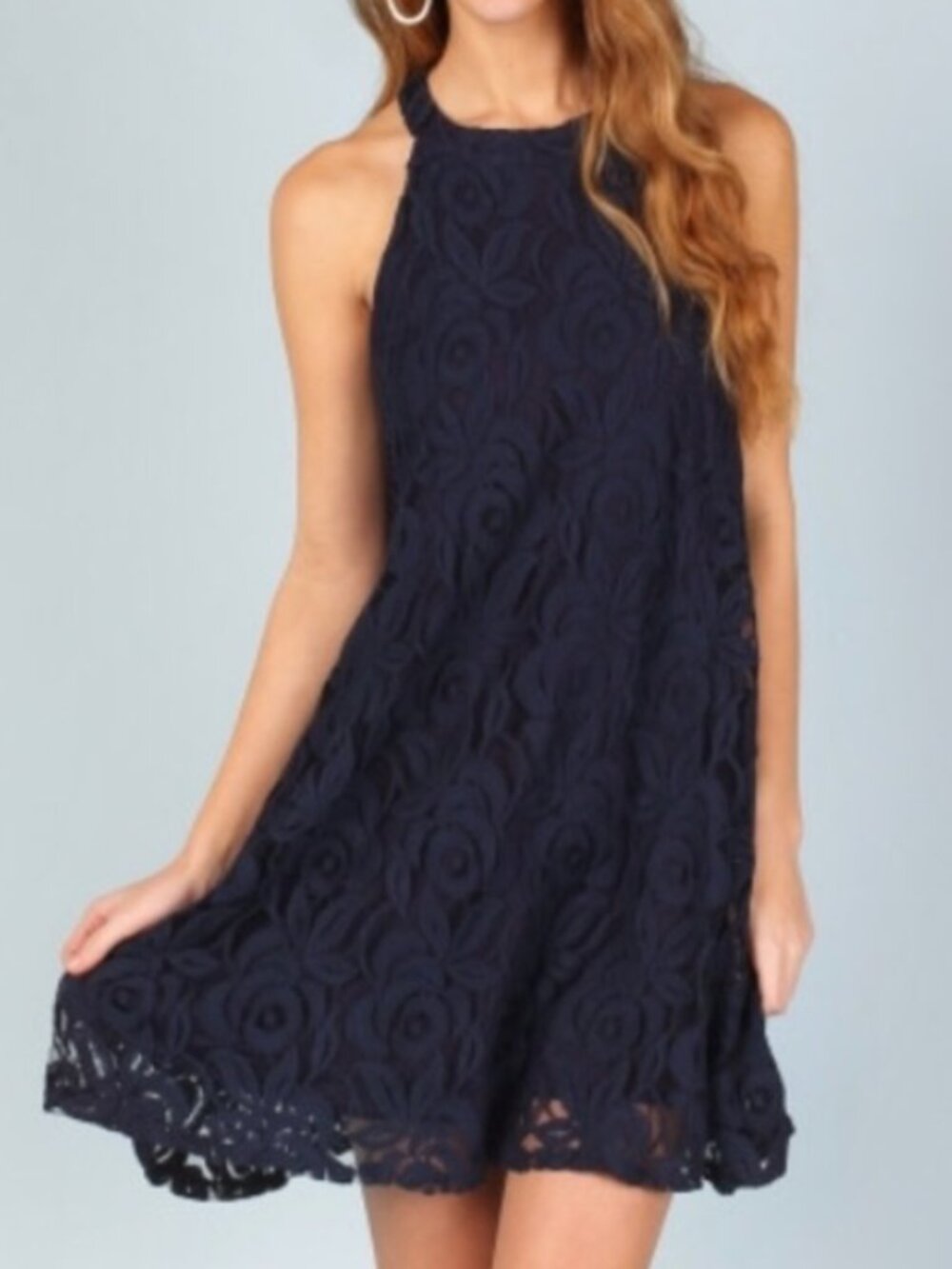 Altar'd State Navy Blue Lace Sleeveless Mini